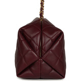 Chanel Large Quilted Clutch with Chain Dark Burgundy Lambskin Gold Hardware - Thumbnail View 3