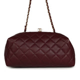Chanel Large Quilted Clutch with Chain Dark Burgundy Lambskin Gold Hardware - Thumbnail View 4