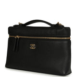 Chanel Large Top Handle Long Vanity Case with Chain Black Grained Calfskin Gold Hardware - Thumbnail View 5