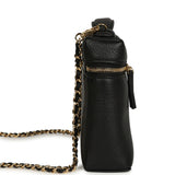 Chanel Large Top Handle Long Vanity Case with Chain Black Grained Calfskin Gold Hardware - Thumbnail View 3