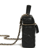 Chanel Top Handle Long Vanity Case with Chain Black Shiny Caviar Light Gold Hardware - Thumbnail View 3