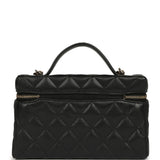 Chanel Top Handle Long Vanity Case with Chain Black Shiny Caviar Light Gold Hardware - Thumbnail View 4