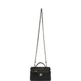 Chanel Top Handle Long Vanity Case with Chain Black Shiny Caviar Light Gold Hardware - Thumbnail View 7