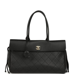 Chanel Medium "Urban Essential" East West Shopping Tote Black Caviar Gold Hardware