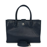 Pre-owned Chanel Medium Executive Cerf Tote Bag Navy Grained Calfskin Silver Hardware - Thumbnail View 1