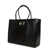 Chanel Large Cerf Shopping Bag Black Crocodile Embossed Calfskin Gold Hardware - Thumbnail View 5