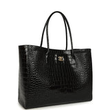 Chanel Large Cerf Shopping Bag Black Crocodile Embossed Calfskin Gold Hardware - Thumbnail View 2