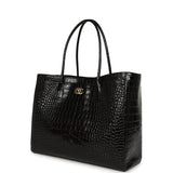 Chanel Large Cerf Shopping Bag Black Crocodile Embossed Calfskin Gold Hardware - Thumbnail View 5