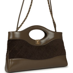 Chanel 31 Shopper Dark Khaki Shiny Lambskin and Pony Hair Gold Hardware
