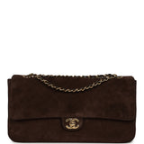 Chanel Maxi "Souplissimo" Small Flap Bag Dark Brown Suede Gold Hardware - Thumbnail View 1
