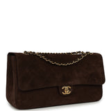 Chanel Maxi "Souplissimo" Small Flap Bag Dark Brown Suede Gold Hardware - Thumbnail View 2