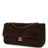Chanel Maxi "Souplissimo" Small Flap Bag Dark Brown Suede Gold Hardware - Thumbnail View 5