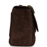 Chanel Maxi "Souplissimo" Small Flap Bag Dark Brown Suede Gold Hardware - Thumbnail View 3