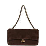 Chanel Maxi "Souplissimo" Small Flap Bag Dark Brown Suede Gold Hardware - Thumbnail View 7