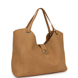 Chanel Maxi Shopping Bag Beige Grained Nubuck Calfskin Light Gold Hardware - Thumbnail View 2