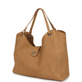 Chanel Maxi Shopping Bag Beige Grained Nubuck Calfskin Light Gold Hardware - Thumbnail View 5