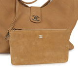 Chanel Maxi Shopping Bag Beige Grained Nubuck Calfskin Light Gold Hardware - Thumbnail View 7