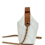 Chanel Mini CC Hobo Pouch with Chain Light Blue Denim and Brown Calfskin Gold Hardware - Thumbnail View 3