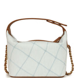Chanel Mini CC Hobo Pouch with Chain Light Blue Denim and Brown Calfskin Gold Hardware - Thumbnail View 4