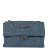 Chanel Maxi "Souplissimo" Large Flap Bag Blue Denim Gold Hardware - Thumbnail View 1