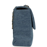 Chanel Maxi "Souplissimo" Large Flap Bag Blue Denim Gold Hardware - Thumbnail View 3