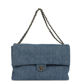 Chanel Maxi "Souplissimo" Large Flap Bag Blue Denim Gold Hardware - Thumbnail View 7