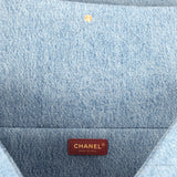 Chanel Maxi "Souplissimo" Large Flap Bag Blue Denim Gold Hardware - Thumbnail View 11