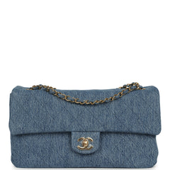 Chanel Maxi "Souplissimo" Small Flap Bag Blue Denim Gold Hardware