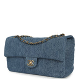 Chanel Maxi "Souplissimo" Small Flap Bag Blue Denim Gold Hardware - Thumbnail View 5