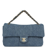Chanel Maxi "Souplissimo" Small Flap Bag Blue Denim Gold Hardware - Thumbnail View 7