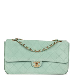 Chanel Maxi "Souplissimo" Small Flap Bag Green Suede Gold Hardware