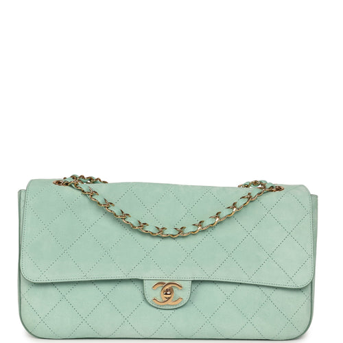 Chanel Maxi "Souplissimo" Small Flap Bag Green Suede Gold Hardware