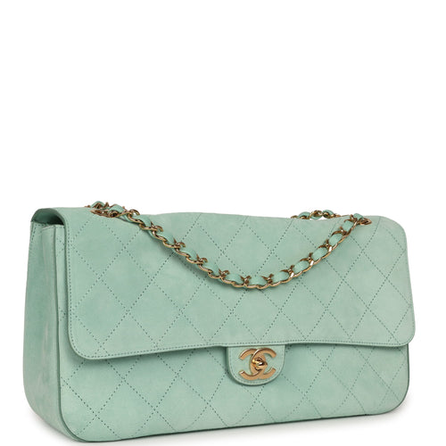 Chanel Maxi "Souplissimo" Small Flap Bag Green Suede Gold Hardware