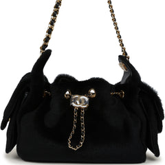 Chanel Mini 25 Hobo Bag Black Pony Hair Gold Hardware
