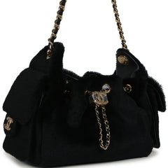 Chanel Mini 25 Hobo Bag Black Pony Hair Gold Hardware