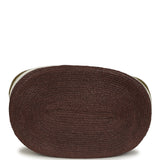 Chanel Maxi Coco Beach Small Shopping Bag Khaki, White, Brown Raffia and Calfskin - Thumbnail View 6
