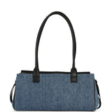 Chanel Small "Urban Essential" East West Shopping Tote Black Calfskin and Blue Denim Gold Hardware - Thumbnail View 4