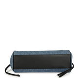 Chanel Small "Urban Essential" East West Shopping Tote Black Calfskin and Blue Denim Gold Hardware - Thumbnail View 6