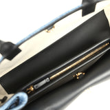 Chanel Small "Urban Essential" East West Shopping Tote Black Calfskin and Blue Denim Gold Hardware - Thumbnail View 9