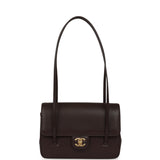 Chanel Small Preppy Coco Flap Bag Dark Brown Shiny Caviar Brushed Gold Hardware - Thumbnail View 7