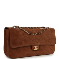 Chanel Maxi "Souplissimo" Small Flap Bag Camel Suede Gold Hardware