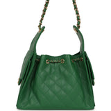 Chanel Small 25 Hobo Bag Green Caviar Gold Hardware - Thumbnail View 4