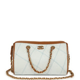 Chanel Coco Beach Mini Timeless Classic Barrel Bag with Chain Light Blue Denim and Brown Calfskin Gold Hardware - Thumbnail View 1