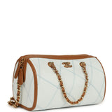 Chanel Coco Beach Mini Timeless Classic Barrel Bag with Chain Light Blue Denim and Brown Calfskin Gold Hardware - Thumbnail View 2