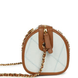 Chanel Coco Beach Mini Timeless Classic Barrel Bag with Chain Light Blue Denim and Brown Calfskin Gold Hardware - Thumbnail View 3