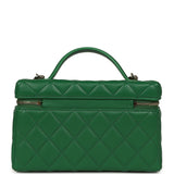 Chanel Top Handle Long Vanity Case with Chain Green Lambskin Light Gold Hardware - Thumbnail View 4