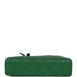 Chanel Top Handle Long Vanity Case with Chain Green Lambskin Light Gold Hardware - Thumbnail View 6
