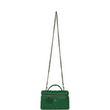 Chanel Top Handle Long Vanity Case with Chain Green Lambskin Light Gold Hardware - Thumbnail View 7