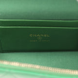 Chanel Top Handle Long Vanity Case with Chain Green Lambskin Light Gold Hardware - Thumbnail View 9