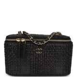 Chanel Small Vanity Case Black Raffia Light Gold Hardware - Thumbnail View 1